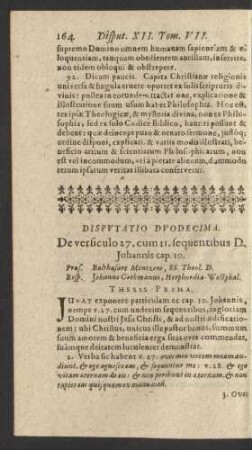 Disputatio Duodecima.