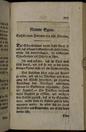 Neunte Szene. Enthält einen Zeitraum von acht Stunden.