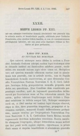 547-552 Breve Leonis PP. XIII. d. d. 7 Jul. 1882