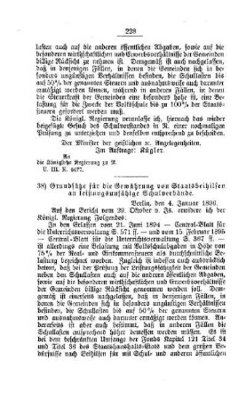 Grundsätze für die Gewährung von Staatsbeihilfen an leistungsfähige Schulverbände : [G. Oeffentliches Volksschulwesen]