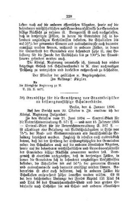 Grundsätze für die Gewährung von Staatsbeihilfen an leistungsfähige Schulverbände : [G. Oeffentliches Volksschulwesen]