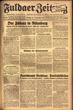 Ausgabe vom Montag, den 05. September 1938.