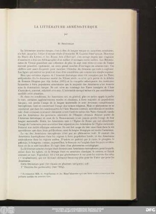 La Littérature Arméno-Turque par H. Berberian