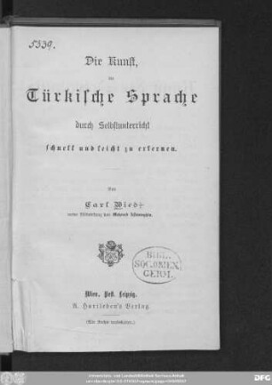 Die Kunst, die türkische Sprache durch Selbstunterricht schnell und leicht zu erlernen