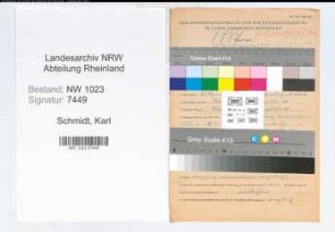 Entnazifizierung Karl Schmidt , geb. 02.08.1912 (Polizeibeamter)