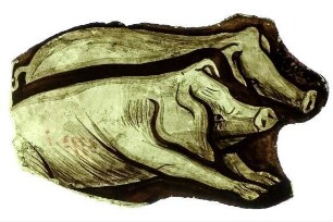 Zwei liegende Schweine