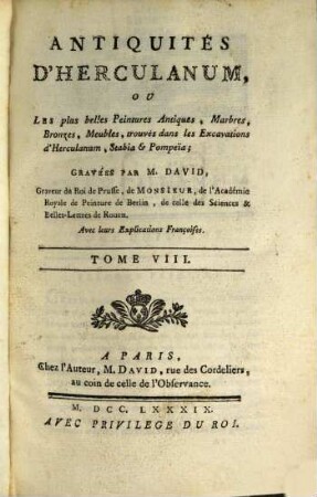 Les Antiquités D'Herculanum : Avec Leurs Explications En François, 8