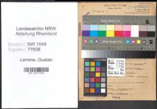 Entnazifizierung Gustav Lemme , geb. 04.01.1896 (Betriebsleiter)