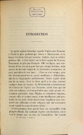 Commentaire sur l'épitre aux Romains par F. Godet, 1