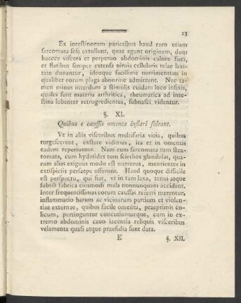 §. XI. Quibus e caussis omenta inflari soleant