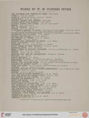 Works by W.M. Flinders Petrie