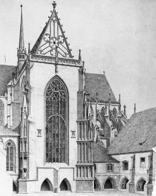 Halberstadt, Dom St. Stephanus und St. Sixtus, Südquerhausfassade, graphische Darstellung Hasenpflug