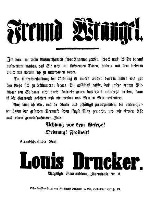 Freund Wrangel. Ich habe mit vieler Aufmerksamkeit Ihre Annonce gelesen, [...]