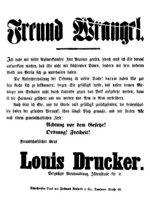 Freund Wrangel. Ich habe mit vieler Aufmerksamkeit Ihre Annonce gelesen, [...]