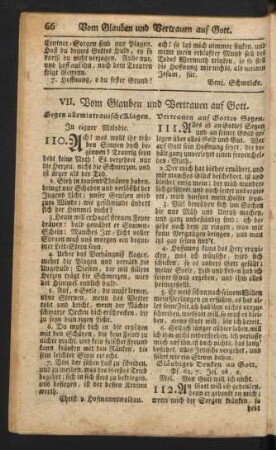 VII. Vom Glauben und Vertrauen auf Gott.