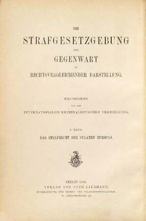 Das Strafrecht der Staaten Europas