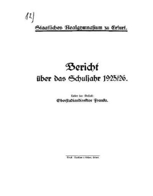 1925/26: Bericht ... - 1925/26