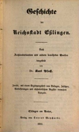 Geschichte der Reichsstadt Eßlingen