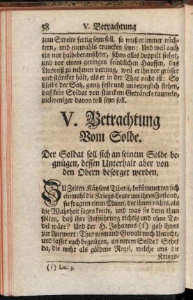 V. Betrachtung vom Solde.