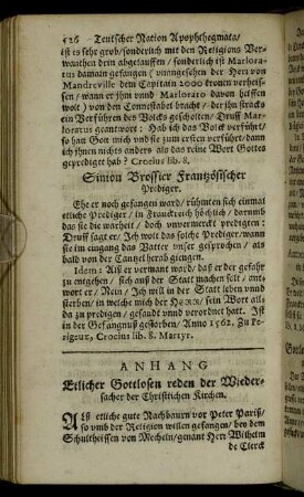 Anhang Etlicher Gottlosen reden der Wiedersacher der Christlichen Kirchen.