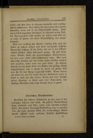 Häusliches, Allzuhäusliches