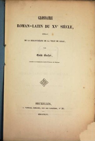 Glossaire roman-latin du XVe siècle, extrait de la bibliothèque de la ville de Lille