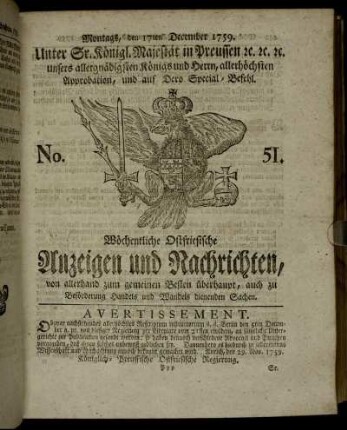 No. 51. Montags, den 17ten December 1759.