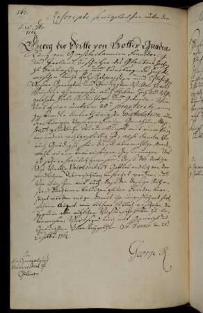 Gnadenbekundung des Königs anlässlich des Glückwunschschreibens der Universität zur Geburt des Prinzen.
