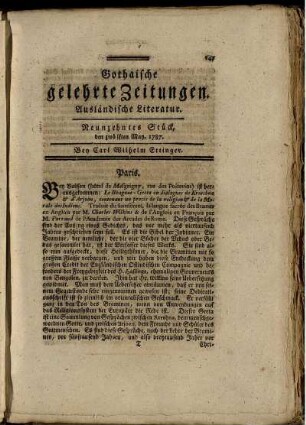 Neunzehntes Stück, den zwölften May, 1787.