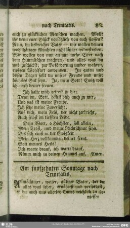 Am funfzehnten Sonntage nach Trinitatis