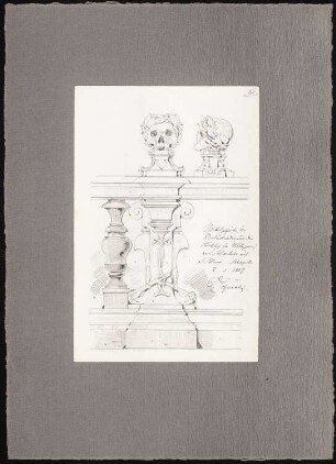 Reiseskizzen aus Pompeji, Neapel und Rom: Neapel: Balustrade um den Kirchhof von S. Martino (Perspektivische Ansicht Mittelpfeiler)