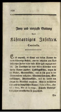 Zwey und vierzigste Gattung der Käferartigen Insekten. Coccinella.
