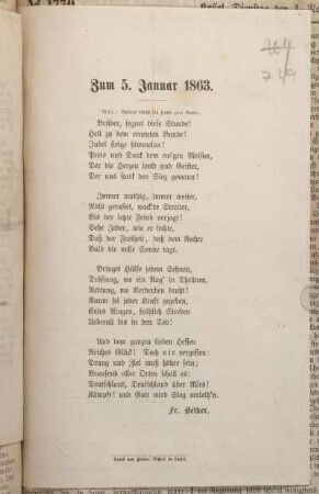 Zum 5. Januar 1863.