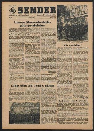 Betriebszeitung 'WF-Sender', Nr.22/1955 (15. Juni 1955)
