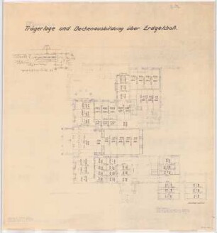 Villa von der Heydt, Berlin-Tiergarten Umbau: Trägerlage und Deckenausbildung über dem Erdgeschoss 1:100