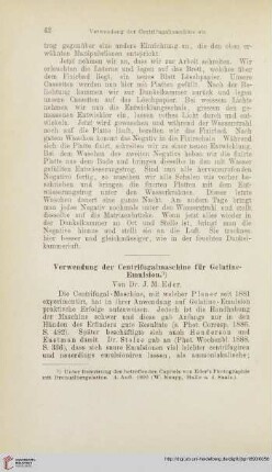 Verwendung der Centrifugalmaschine für Gelatine-Emulsion
