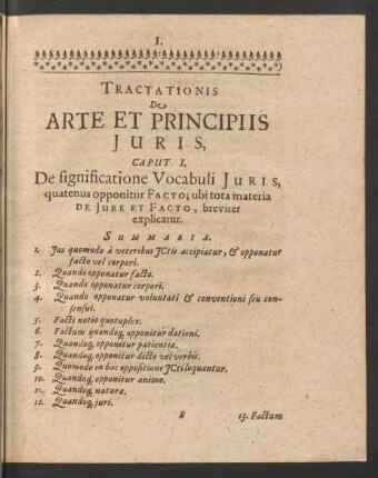 Tractationis De Arte Et Principiis Iuris, Caput I. - V.