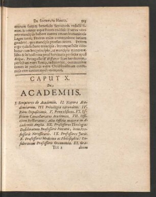Caput X. De Academiis.