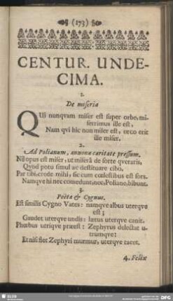 Centur. Undecima