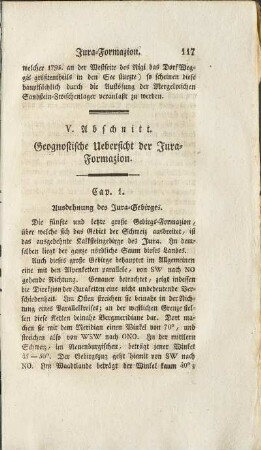 V. Abschnitt. Geognostische Uebersicht der Jura-Formazion.