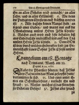 Evangelium am 18. Sontage nach Trinitatis/ ...