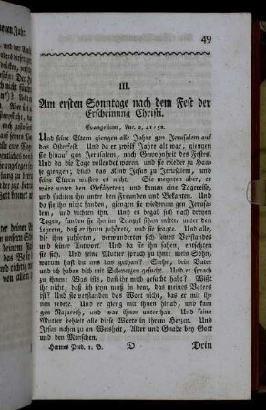 III. Am ersten Sonntage nach dem Fest der Erscheinung Christi.