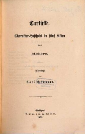 Tartüffe : Charakter-Lustspiel in fünf Akten