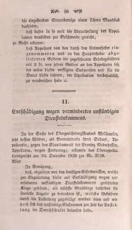 11. Entschädigung wegen verminderten unständigen Diensteinkommens.