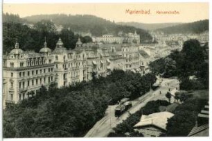 Marienbad. Kaiserstraße mit Straßenbahn