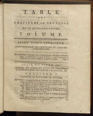 Table des Chapitres et Sections de ce Quarante-Unieme Volume.