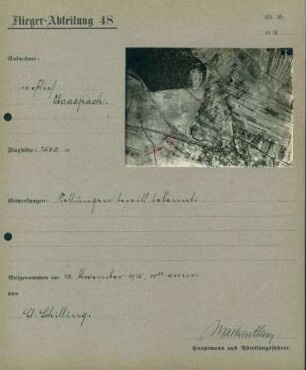Foto feindlicher Stellungen westlich von Oberaspach (Luftbild)