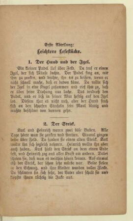 Erste Abteilung: Leichtere Lesestücke.