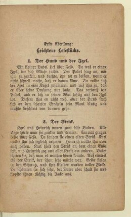 Erste Abteilung: Leichtere Lesestücke.