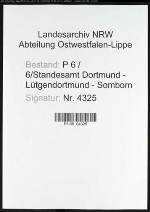 Sterberegister Standesamt Dortmund-Lütgendortmund-Somborn